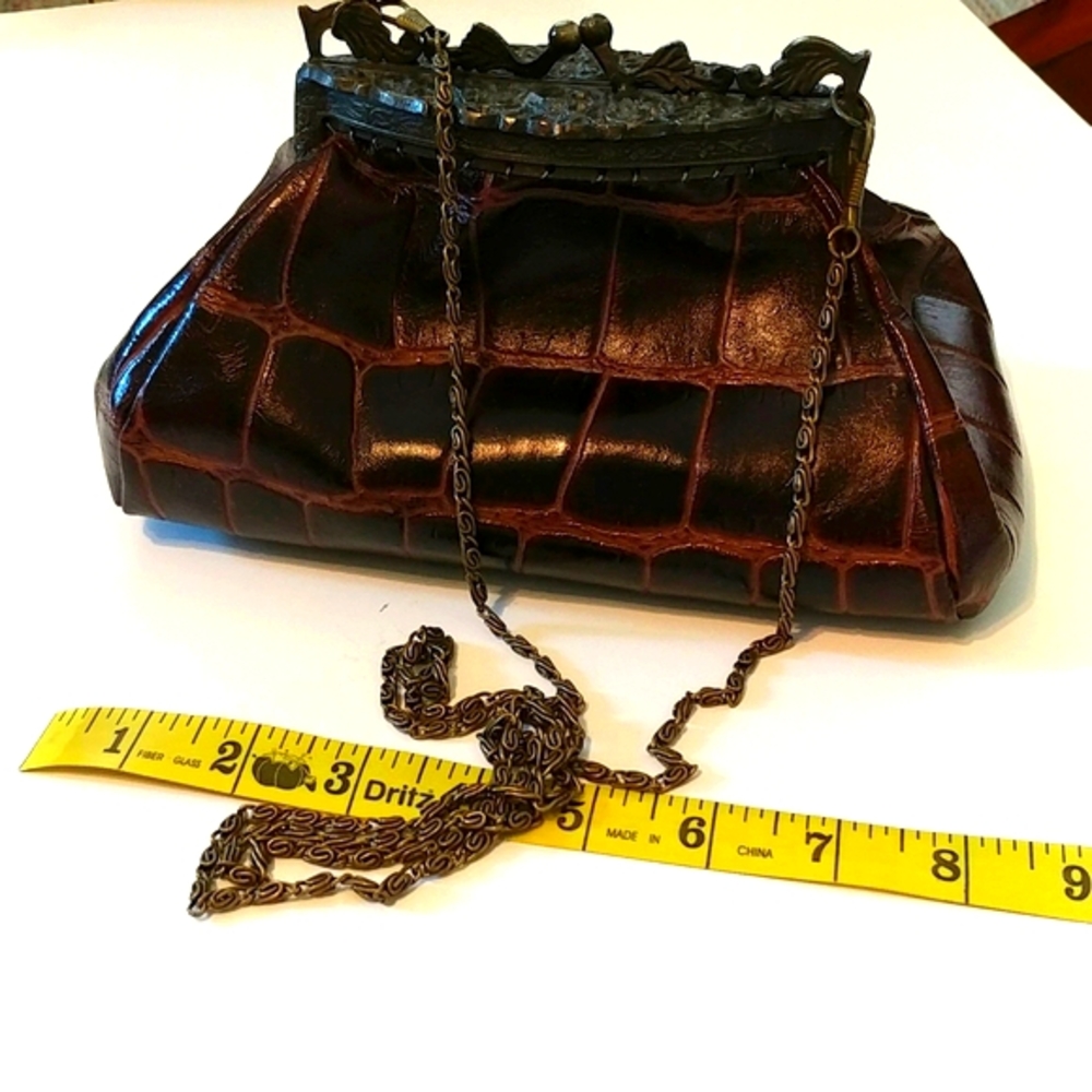 Browns Couture Leather Crossbody Clutch Purse